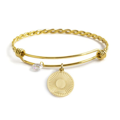 Bracciale rigido sole pendente con perla