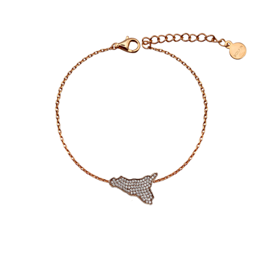 Bracciale rosato con charm Sicilia in argento 925
