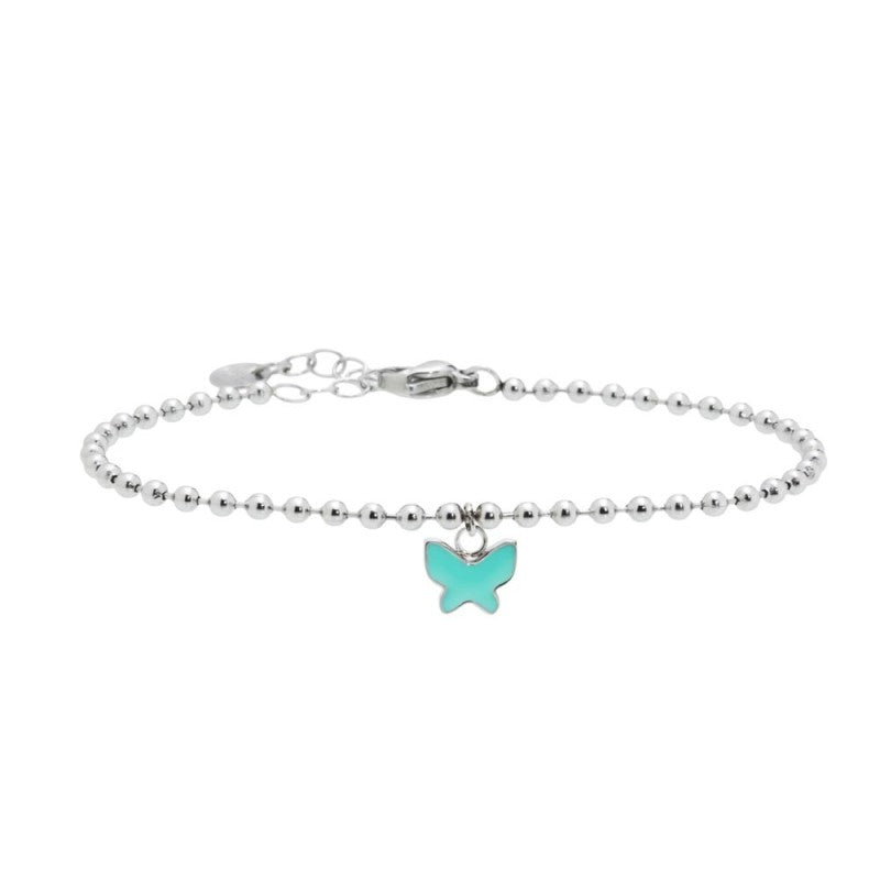 Bracciale sfere e farfalla smaltata