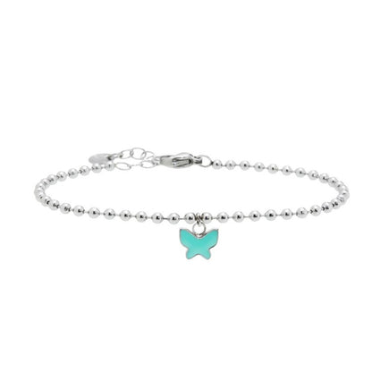 Bracciale sfere e farfalla smaltata