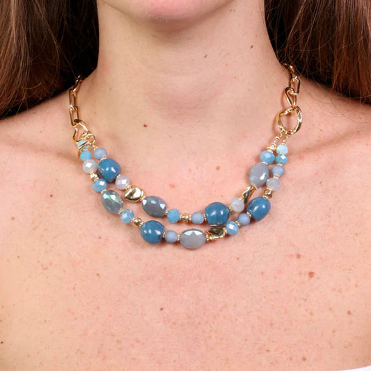 Collana in Metallo con pietre nelle sfumature del blu