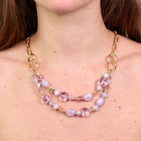 Collana in Metallo con pietre nelle sfumature del lilla