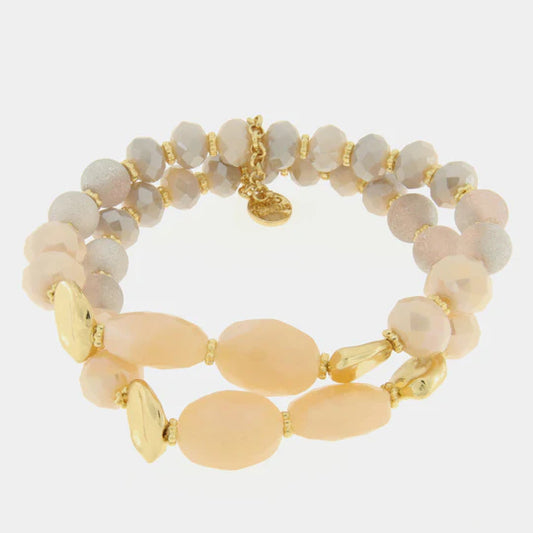 Bracciale in Metallo multifilo con pietre nelle sfumature del rosa
