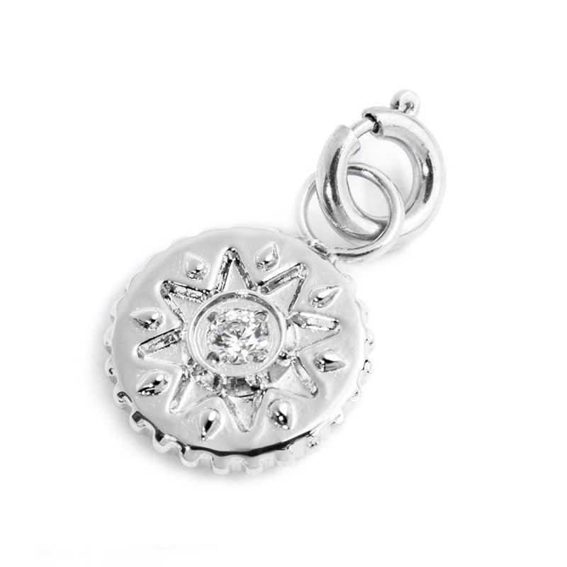 Charm medaglietta sole e cristalli
