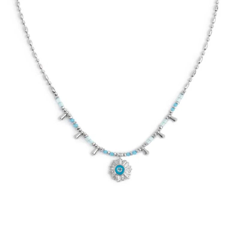Collana catena chicco di riso con sole pendente