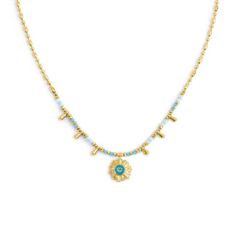 Collana catena chicco di riso con sole pendente
