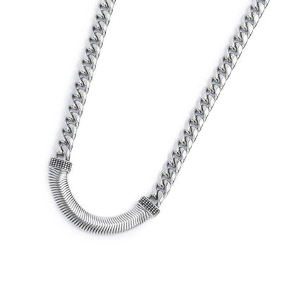 Collana catena cuban con catena snake piatta centrale