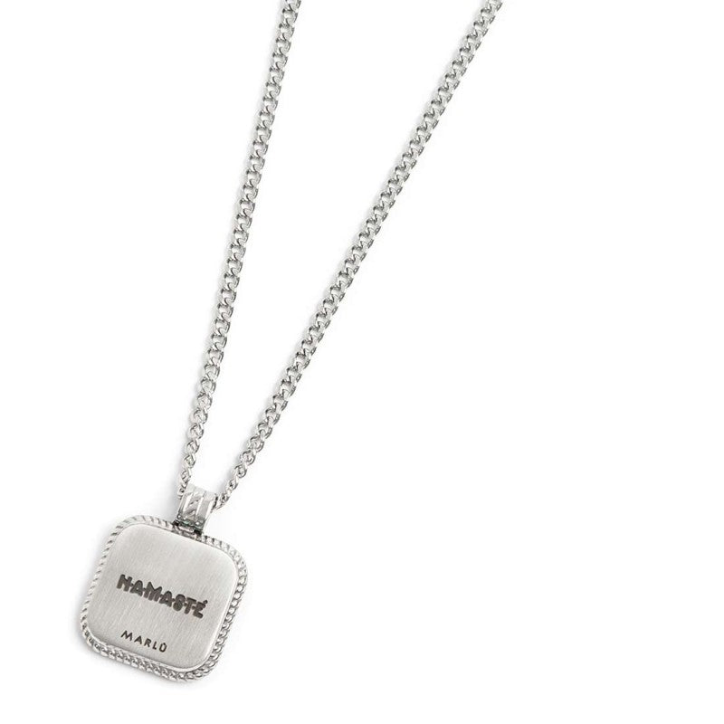 Collana catena grumetta con pendente turchese quadrato