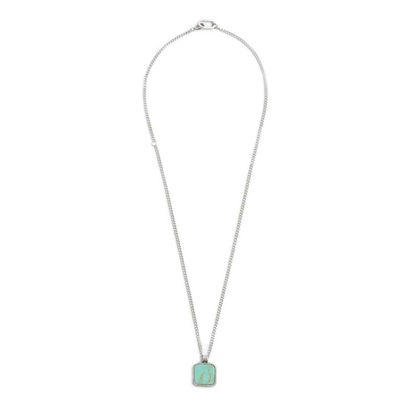 Collana catena grumetta con pendente turchese quadrato