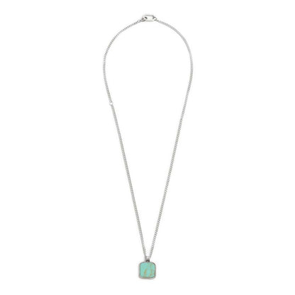 Collana catena grumetta con pendente turchese quadrato