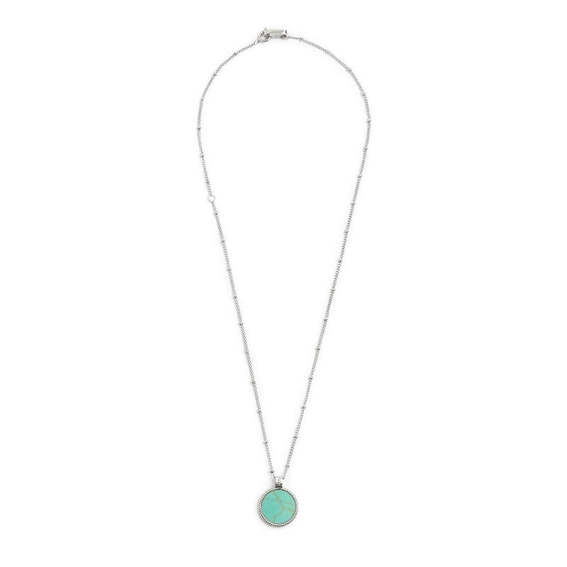Collana catena grumetta con pendente turchese tondo