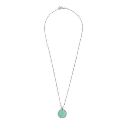 Collana catena grumetta con pendente turchese tondo