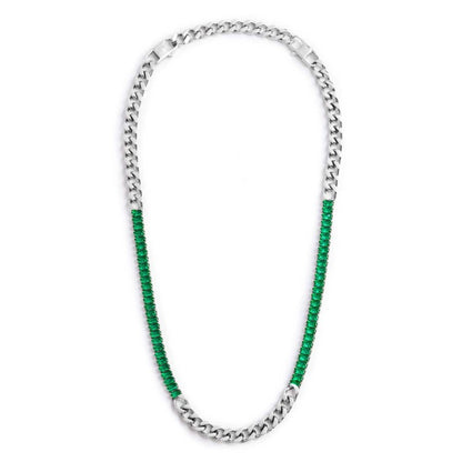 Collana catena grumetta con tennis cristalli baguette
