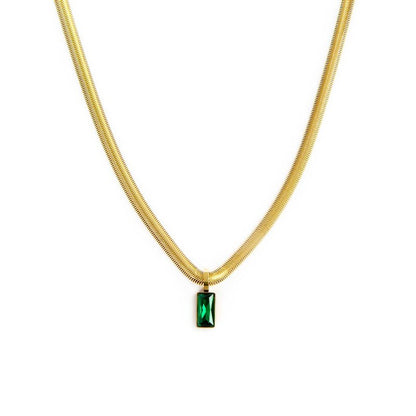Collana catena snake cristallo baguette centrale