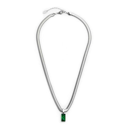 Collana catena snake cristallo baguette centrale
