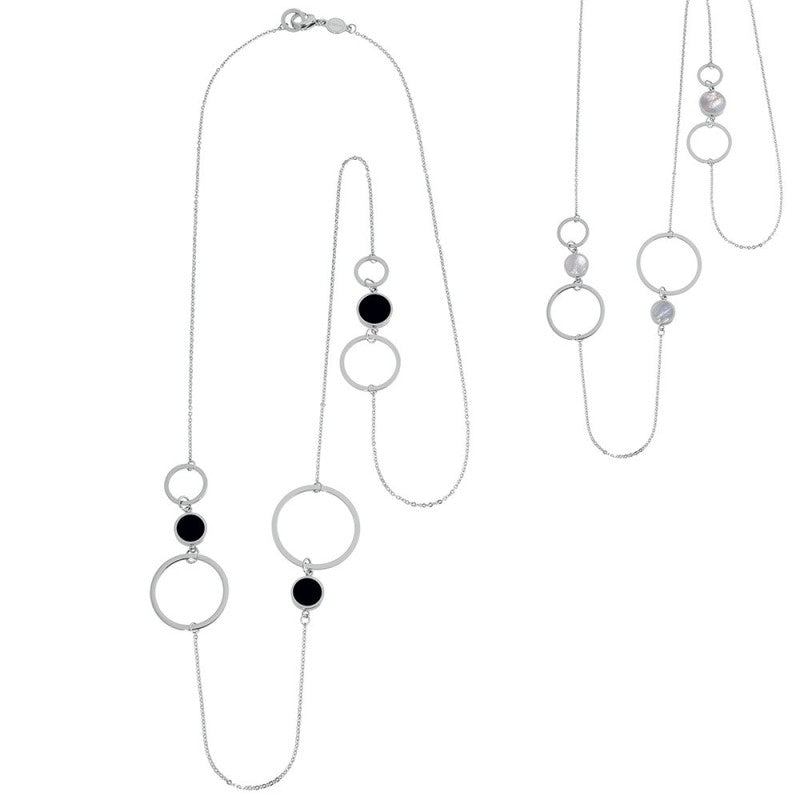 Collana con cerchi acrilico e madreperla
