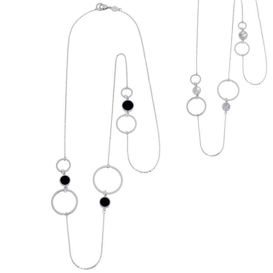 Collana con cerchi acrilico e madreperla