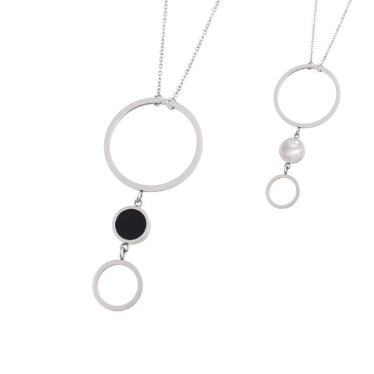 Collana con cerchio acrilico e madreperla