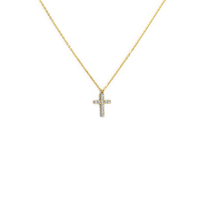 Collana croce pendente 1,4cm con zirconi