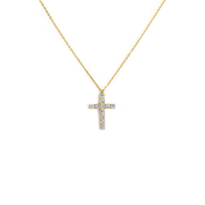 Collana croce pendente 2,6cm con zirconi