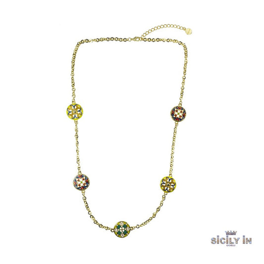 COLLANA LUNGA IN METALLO ANALLERGICO CON 5 CHARMS