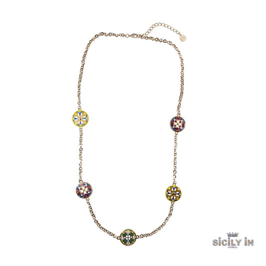 COLLANA LUNGA IN METALLO ANALLERGICO CON 5 CHARMS