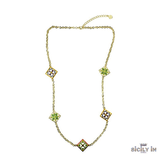 COLLANA LUNGA IN METALLO ANALLERGICO CON 5 CHARMS
