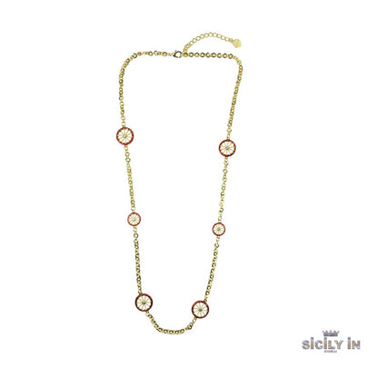 COLLANA LUNGA IN METALLO ANALLERGICO CON 6 CHARMS