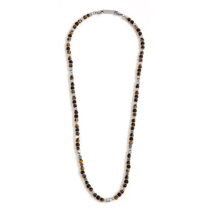 Collana occhio di tigre e pietra lavica