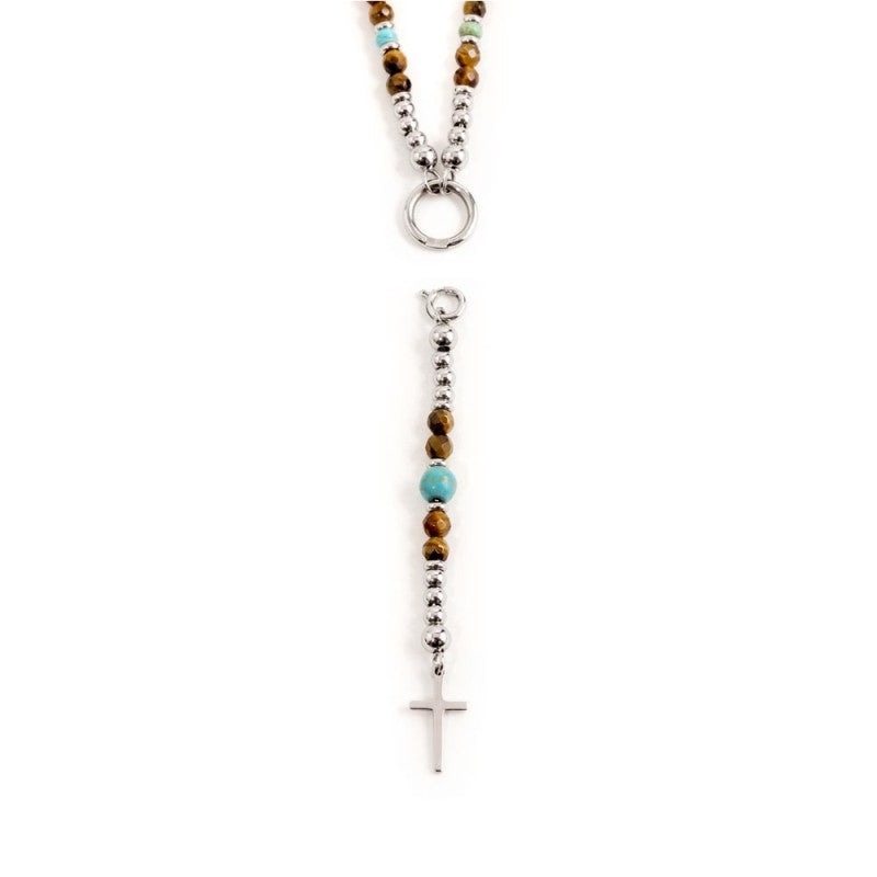 Collana occhio di tigre e turchese