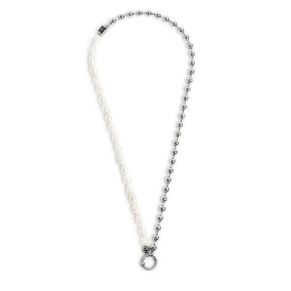 Collana perle fiume masticate con catena a sfere