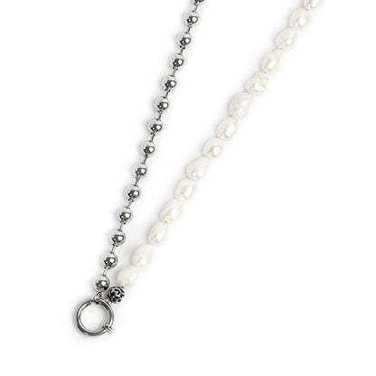 Collana perle fiume masticate con catena a sfere