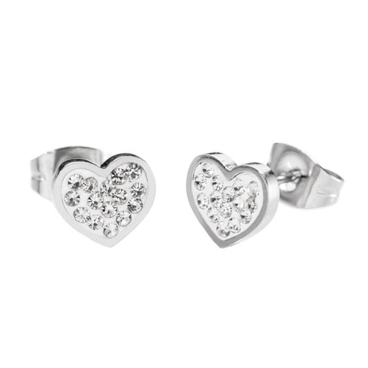 Orecchini a lobo cuore con cristalli