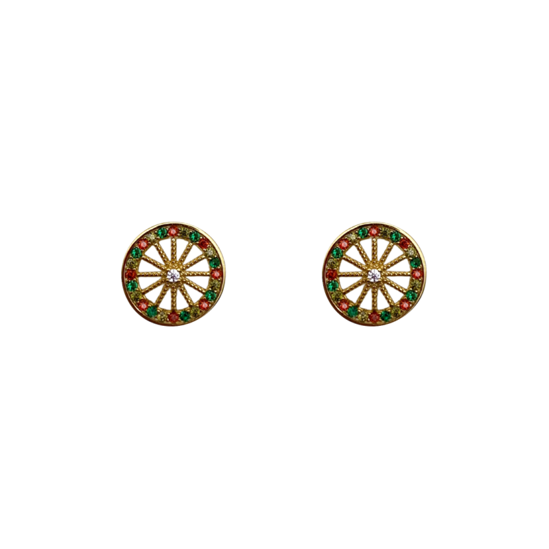 Orecchini gialli con Ruota Siciliana in argento 925