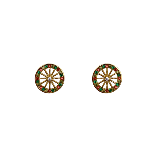 Orecchini gialli con Ruota Siciliana in argento 925