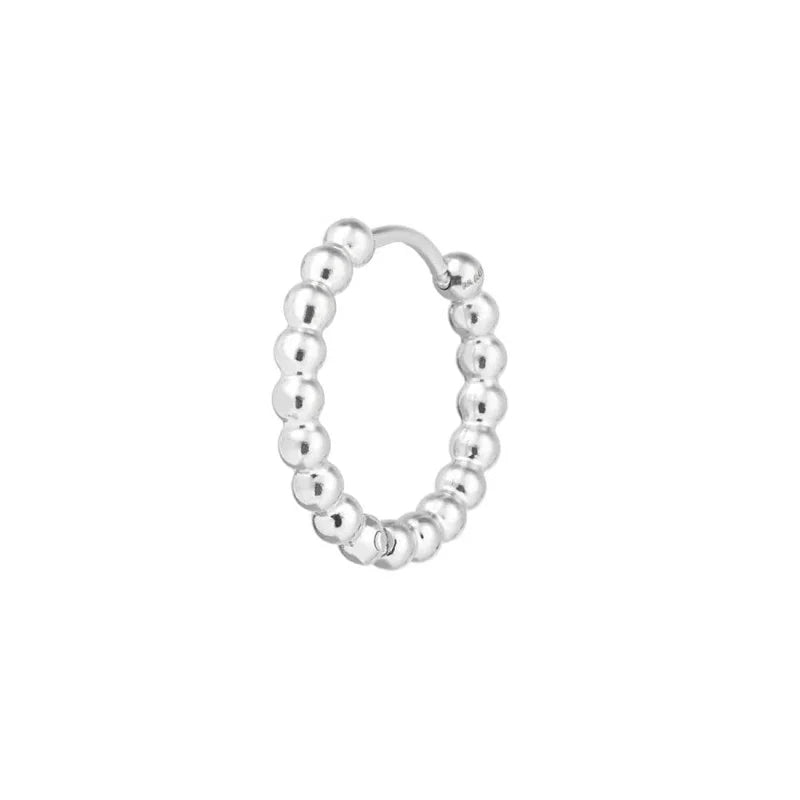 Orecchino a cerchio 1,7 cm trama con sfere