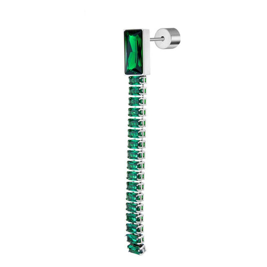 Orecchino a lobo catena tennis baguette