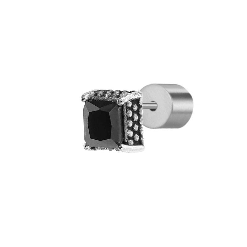 recchino a lobo con zircone nero quadrato 0,34mm