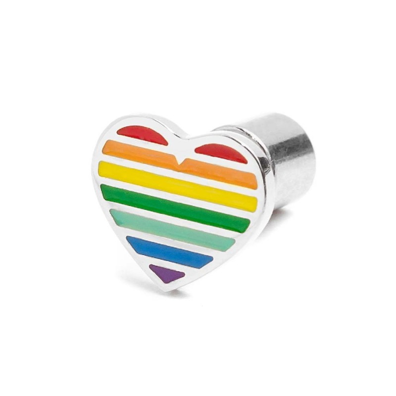 Orecchino a lobo cuore arcobaleno