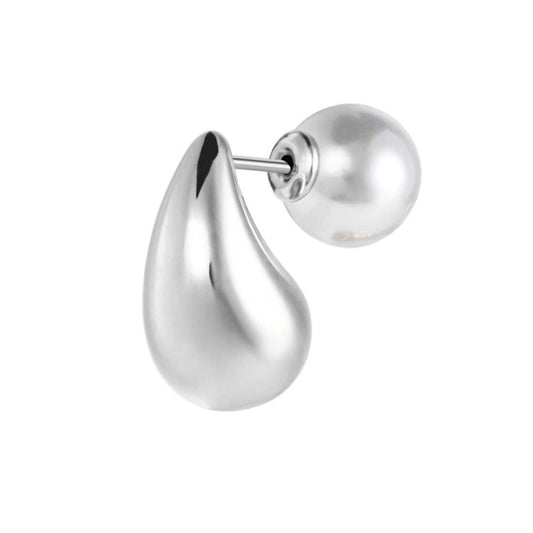 Orecchino a lobo goccia 1,8 cm con chiusura perla