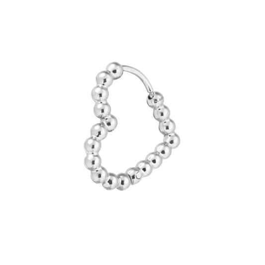 Orecchino cuore 1,8 cm trama con sfere