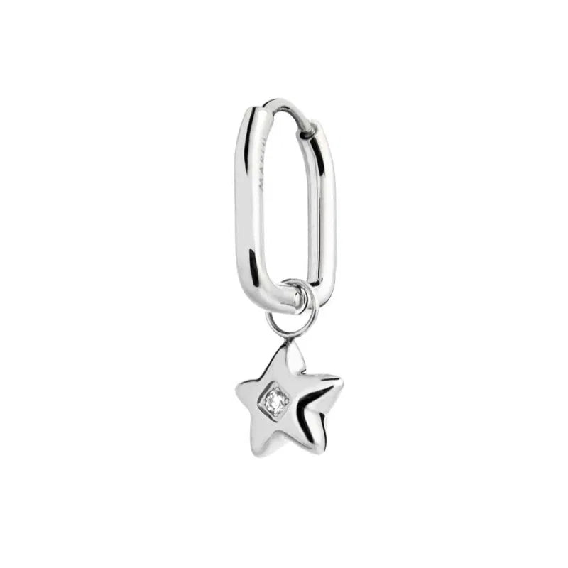 Orecchino ovale con stella pendente con zircone