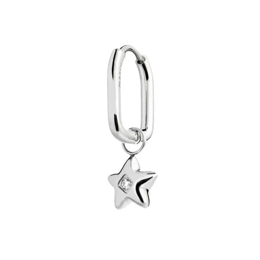 Orecchino ovale con stella pendente con zircone