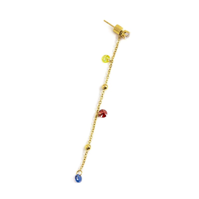 Orecchino pendente con zirconi e sfere 7,5cm