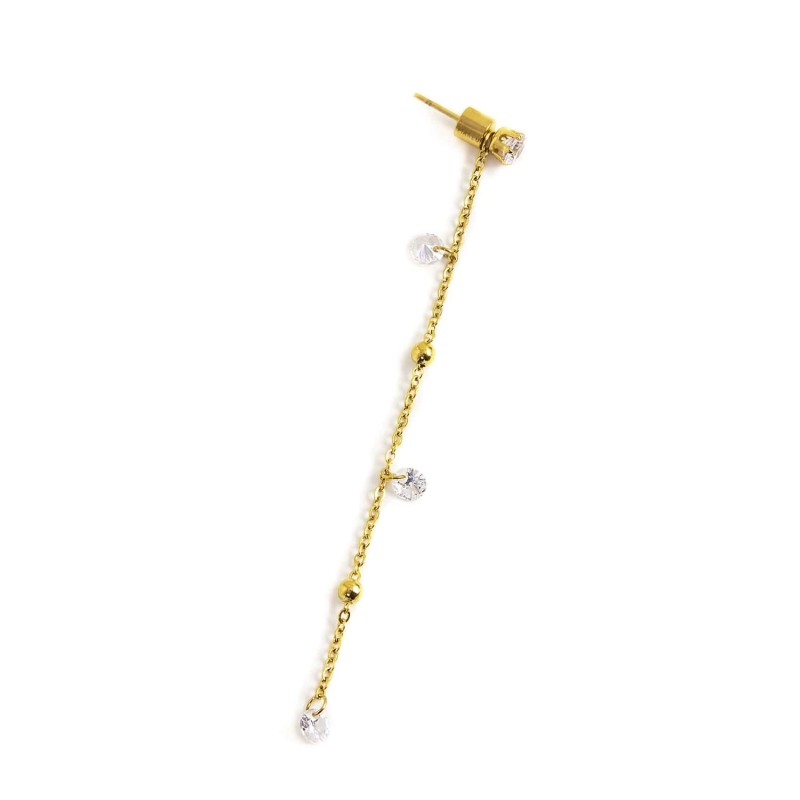 Orecchino pendente con zirconi e sfere 7,5cm